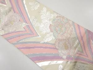 アンティーク　幾何学に花模様織り出し袋帯（材料）